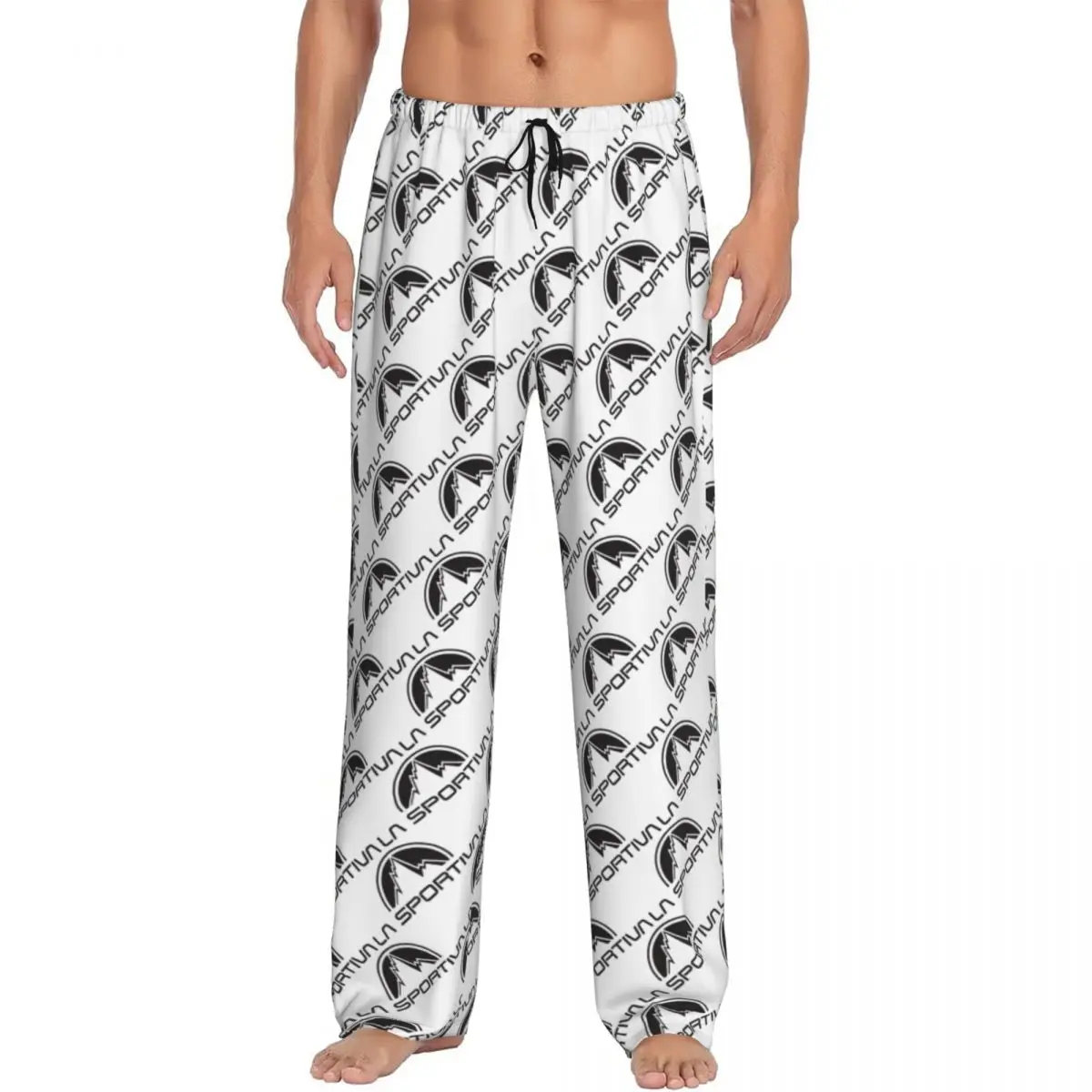 

Custom La Sportiva Logo Pajama Pants for Men Outdoor Sports Lounge Sleep Drawstring Sleepwear Bottoms with Pockets