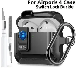 For Airpods 4 Case 2024 New Safety Lock Buckle Shockproof Protective Earphone Cover with Cleaning kit For Airpods 4th Generation