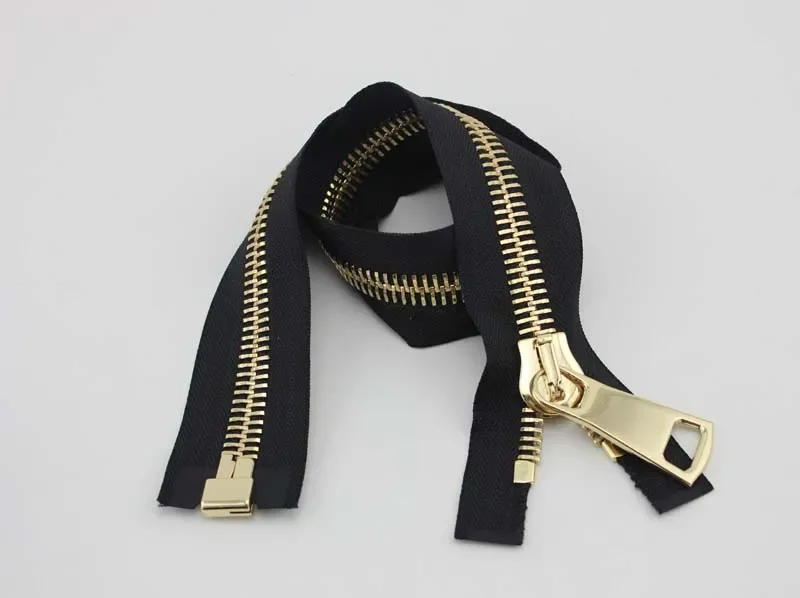 10pcs custom 50cm #15 black tape metal zipper top quality No15 big slider puller Closed-end zipper for jacket DIY bags accessory