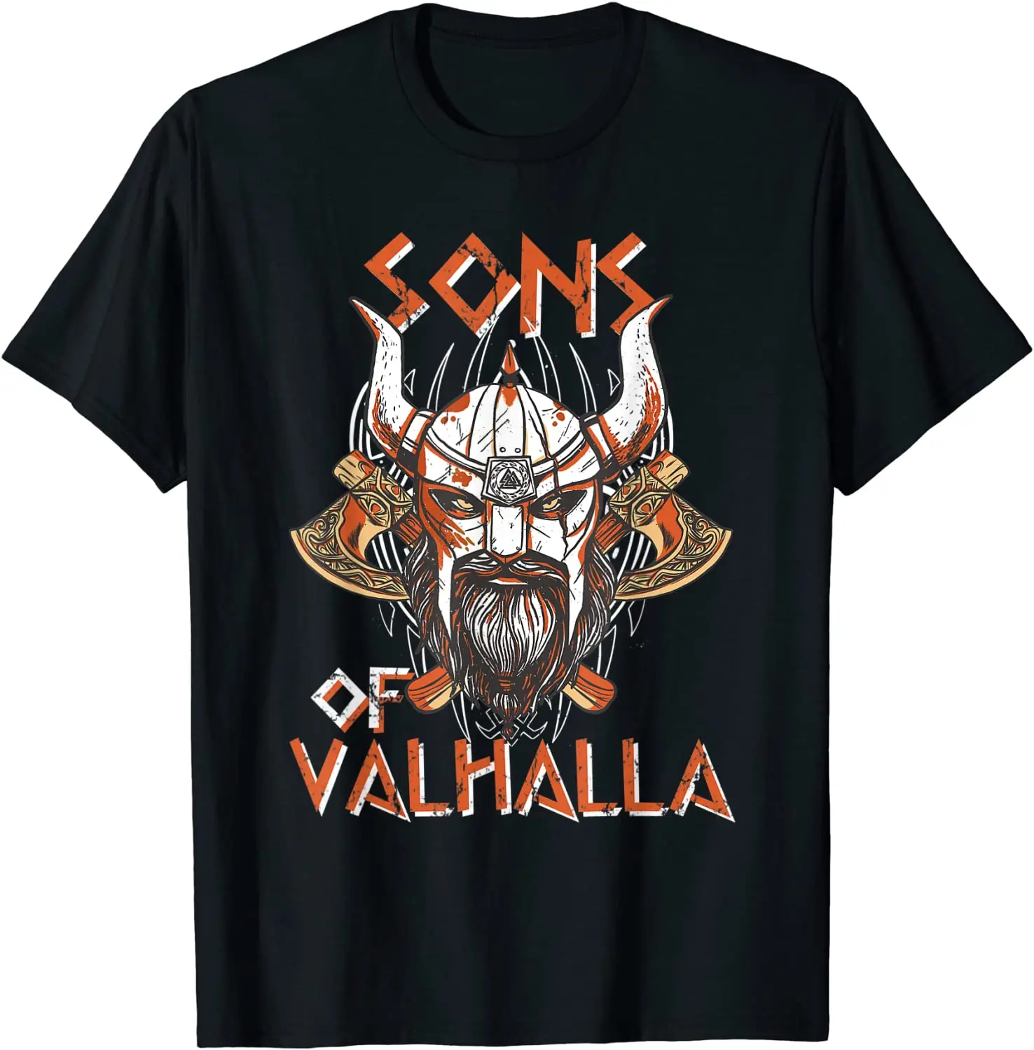 Sons of Valhalla / Vikings Nordish Odin Warrior Skull T Shirt. Short Sleeve 100% Cotton Casual T-shirts Loose Top Size S-3XL