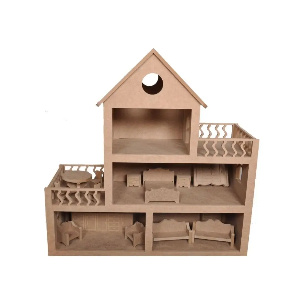 Hobby Toy Target Wooden Doll House 3 mm mdf Material Made in Turkey