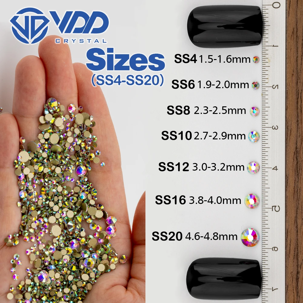 VDD 14400Pcs Mix Size SS4-SS20 Wholesale Crystal Rhinestone Gold Flatback Glitter Stones For DIY Decoration Nail Art Accessories