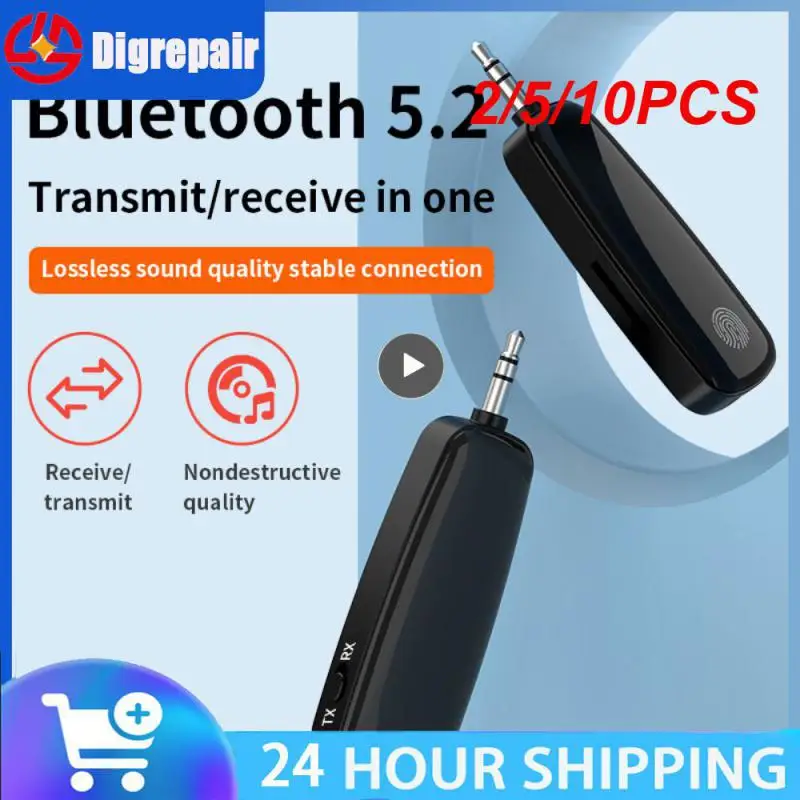 2/5/10PCS New bluetooth-compatible 5.2 Receiver Transmitter Adapter 3.5mm Jack AUX Car Stereo Hands-free Call TF Card Audio