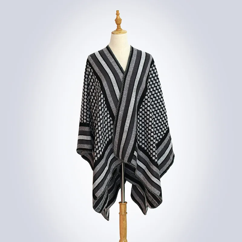 Poncho Imitação Cashmere Manto Estilo étnico Turismo Férias Cabo Mulheres Primavera e Outono Gancho Flor Capa Windproof Capes P