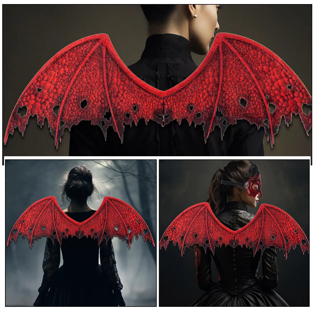 1Set Devil Mask and Wing Set Halloween Party Cosplay Performance Non-Woven Fabric Comfortable Breathable Fade-Resistant Adult