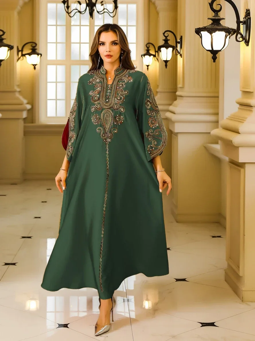 Evening Dresses Arab Long Robe Embroidery Muslim Women Party Jalabiya Eid Ramadan Morocco Dubai Abayas Kaftan Islam Vestidos