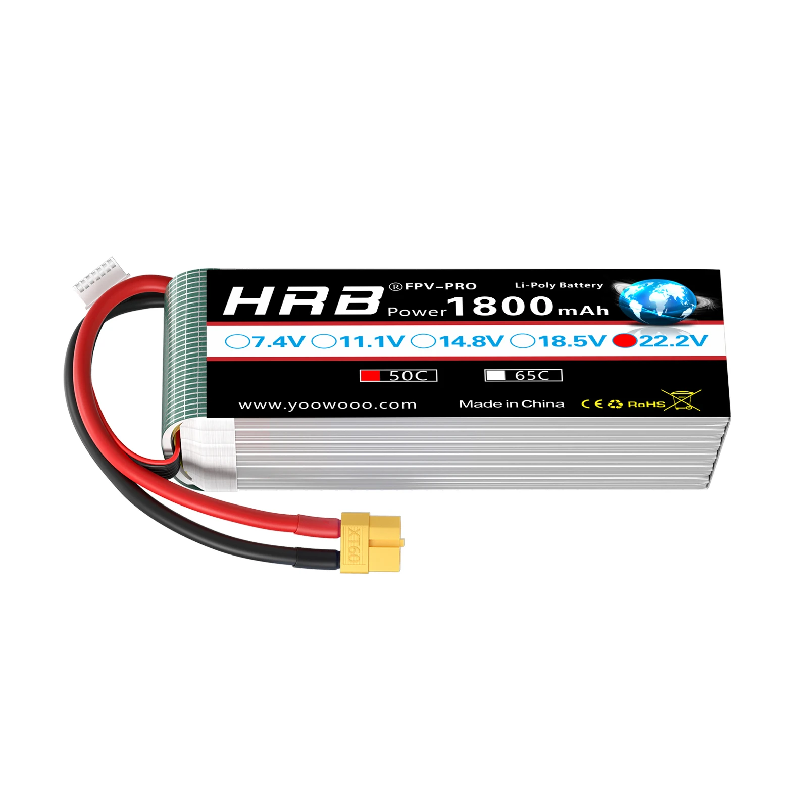 HRB 6S 22.2v 1800mAh Lipo Batterij 50C Met XT60 Connector RC Lipo Voor 380L Vliegtuig Helikopter drones RC Auto RC Boot