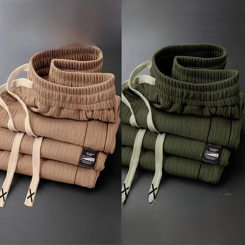 

Couples Summer Thin Loose Slim Straight Leg Sport Casual Ice Silk Drape Elastic Long Pants Men Women Casual Trousers