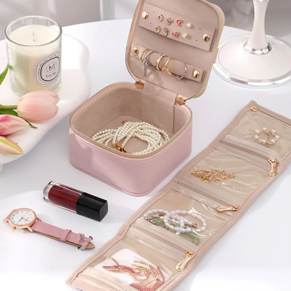 

Exquisite Jewelry Storage Box Cosmetic Bag Portable Foldable Jewelry Roll Convenient Jewelry Display Jewelry Organizer Travel