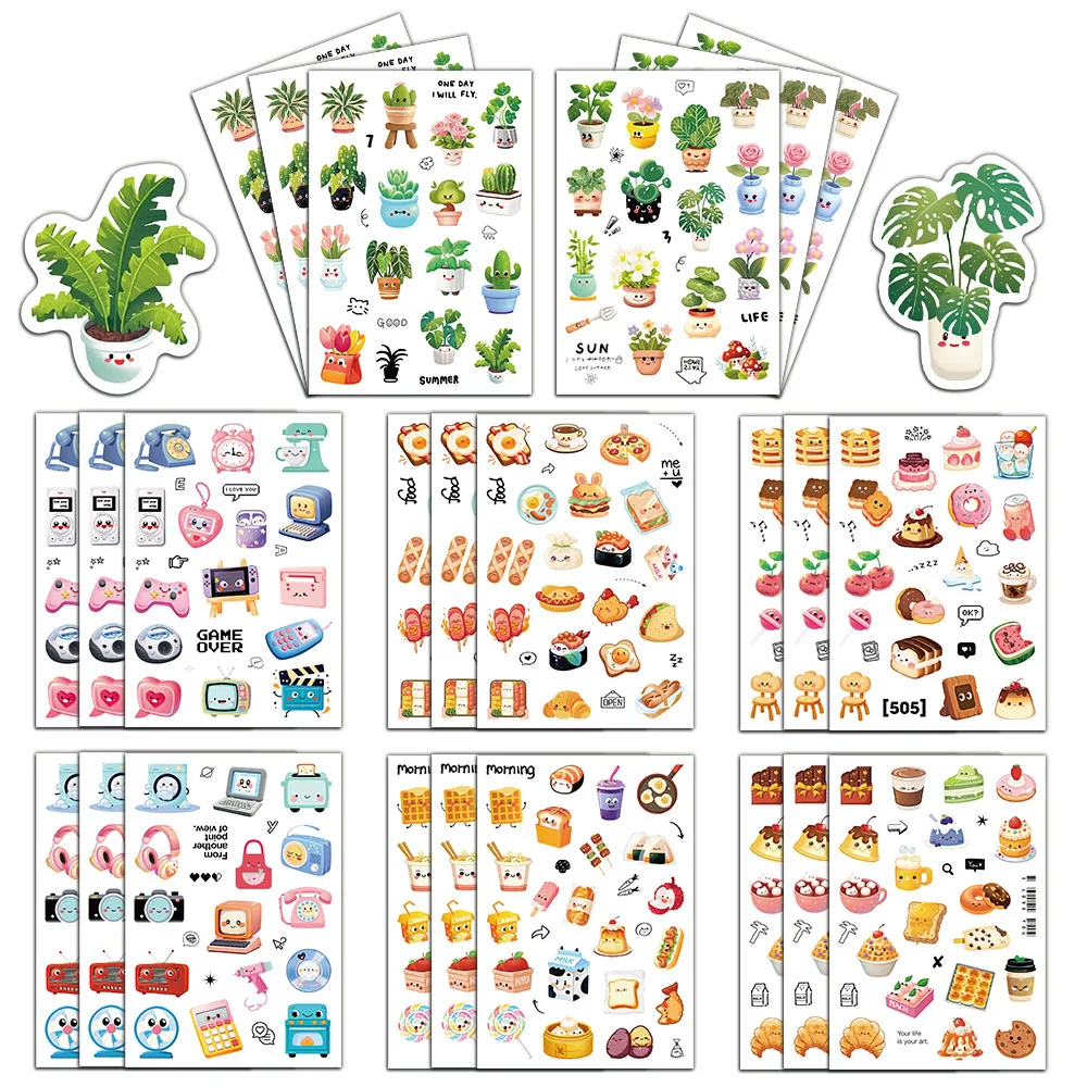 

8 шт., наклейки-автоматы «Зеленые растения»