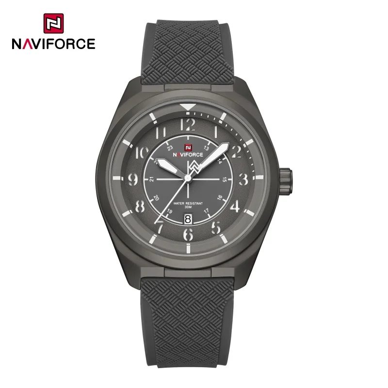 NAVIFORCE Men Quartz Calendar Watch 3ATM Waterproof Silicone Strap Luminous Dial Casual Sports Comfortable Daily Wear Male Watch view 2