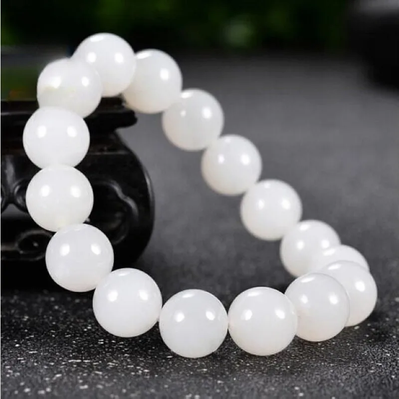 

New Natural Gold Silk Jade White Jade Round Bead Bracelet for Men's and Women's Bracelets