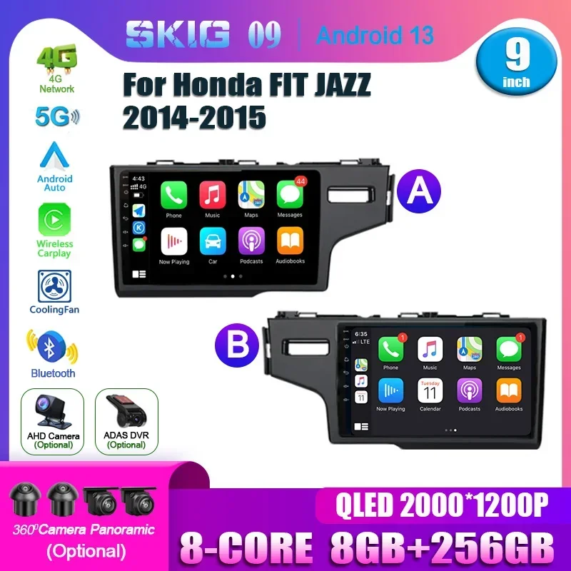 Android 13 Car Radio For HONDA FIT JAZZ Right Handle Drive 2014  2015 Multimedia Video Player Connection Screen GPS Head Unit