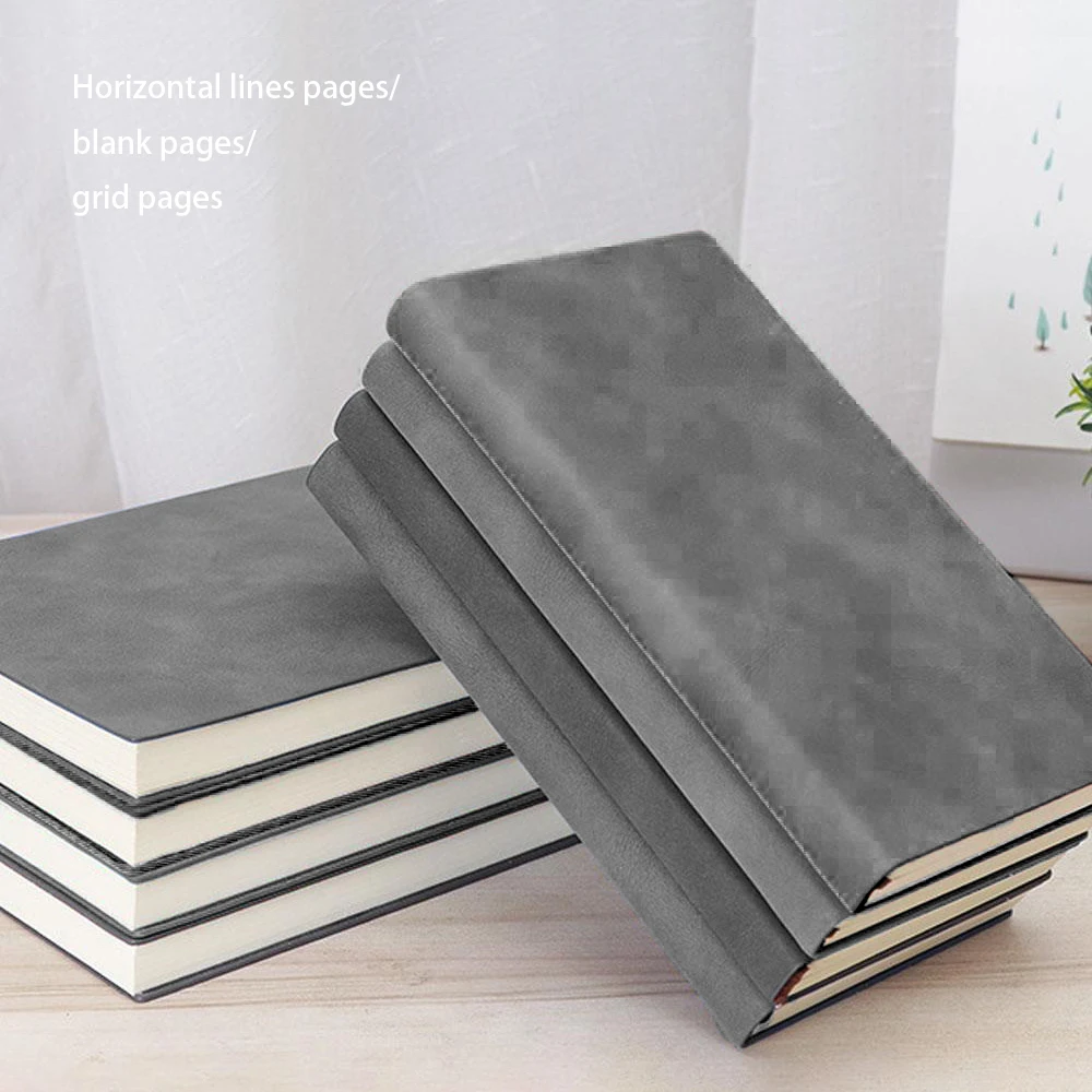 leather a6 notebook para estudante universitario high end notepad work conference record book grade em branco horizontal 200 paginas pu 01