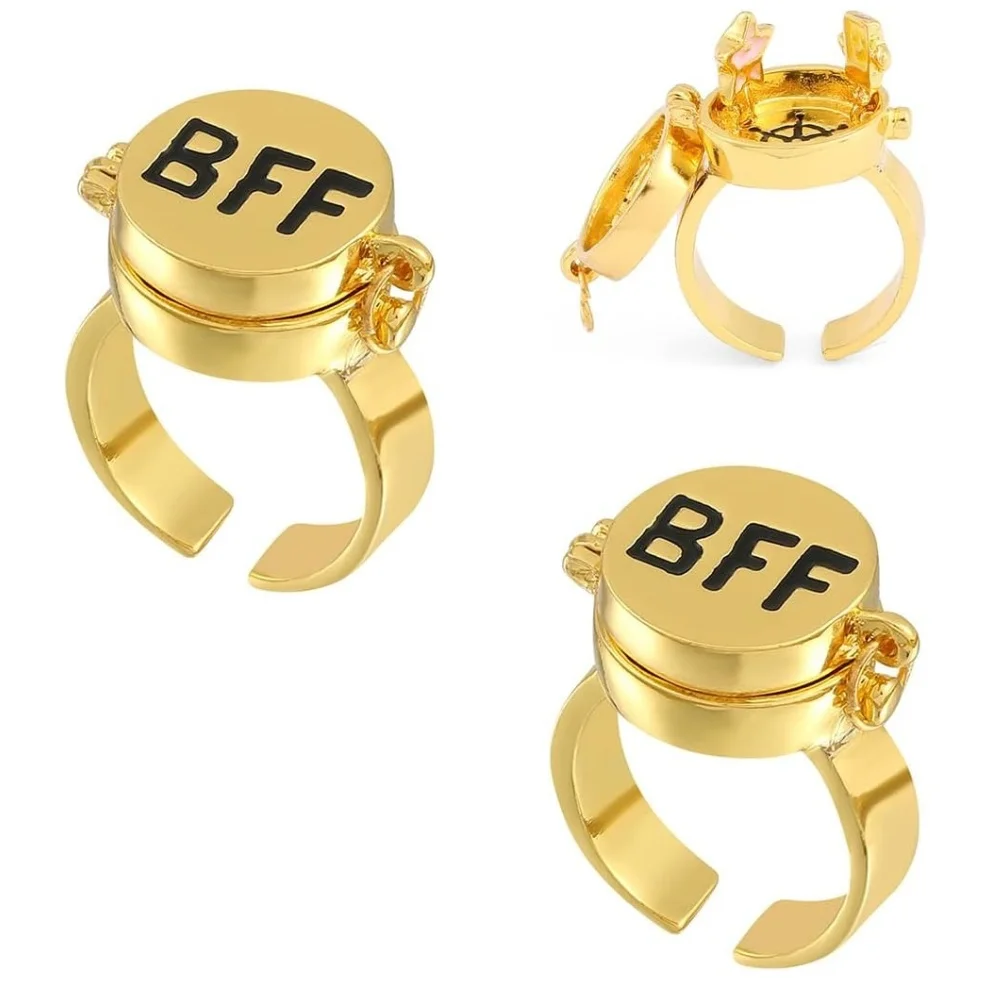 

2 pcs/pack Anime Best Friend Adjustable Ring for Teen Best Friendship Jewelry Gifts