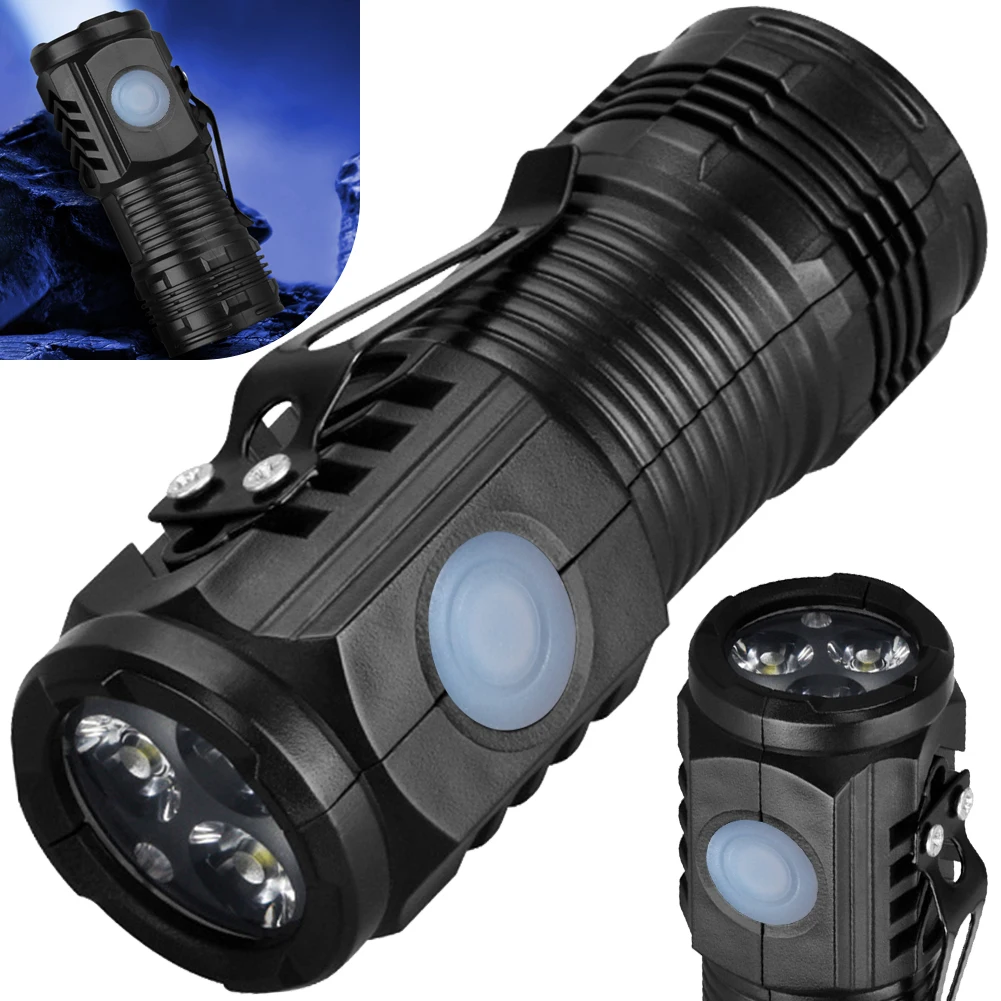 Torcia tascabile USB C ricaricabile IPX4 Torcia potente impermeabile 3 modalità di luce Clip per cappello per campeggio EDC Giro notturno