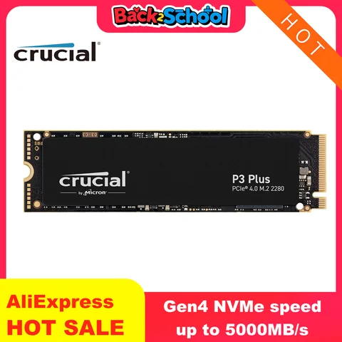 Crucial P3 Plus 1TB 2TB PCIe Gen4 3D NAND NVMe M.2 SSD, Up to 5000MB/s Solid State Drive for Gaming PC and Laptop(OEM Package)