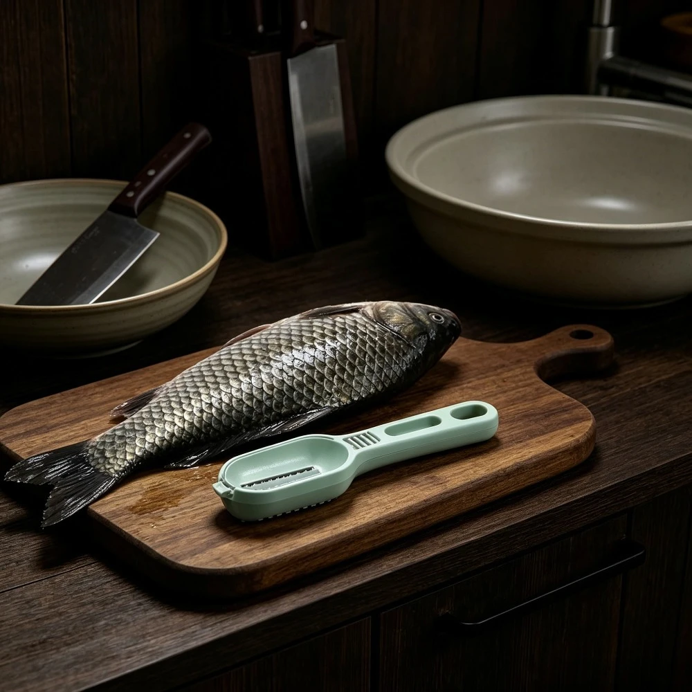 For Fish Scale Remover With Storage Cover Anti Splash Scraper Stainless Steel Blade Kitchen Seafood Cleaning Tool For Cooking