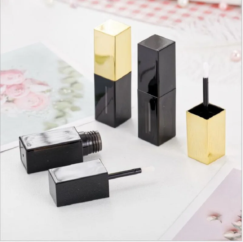 

5ml black square lip tube lip gloss tube gold lid lip essential oil glosses balm honey make up booster salve cosmetic packing