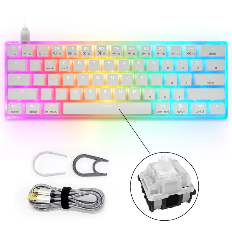 USB Compact RGB Keyboard Waterproof Mini Compact 61 for Key Gaming Keyboar Drop shipping