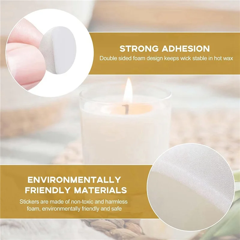 ABMS-Diy مادة الشموع 480 قطعة شريط على الوجهين لفتائل الشموع شمعة الفتيل تحديد ملصق قطر 20 مللي متر سميكة 1 مللي متر