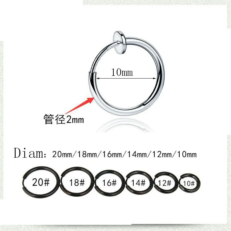 Stainless Steel Retractable Clip On Earrings Cuffs Non Piercing Fake Ear Ring Hoop for Women Men Without Ear Holes Cartilage