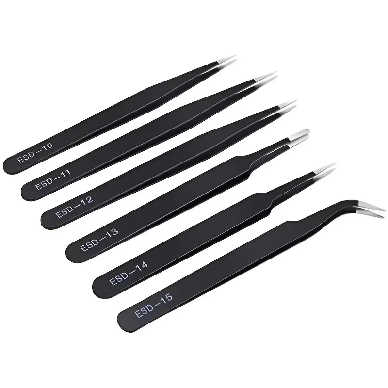 Stainless Steel Tweezers Anti Static Fine Pointed Elbow Precision Tweezers Soldering Tools Industrial Eyelash Tweezers DIY Tool