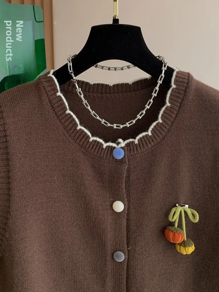 Diseño Sensation Anti-envejecimiento Color Blo Chaleco de punto Cárdigan Mujer Otoño Invierno Adelgazante Capas Encaje Svel Oulde...