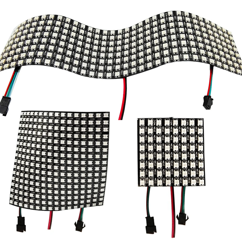 DC5V WS2812B LED Panel 5050 RGB Individually Addressable Digital Flexible Screen Light Strip WS2812 64/256 Pixels Module Matrix