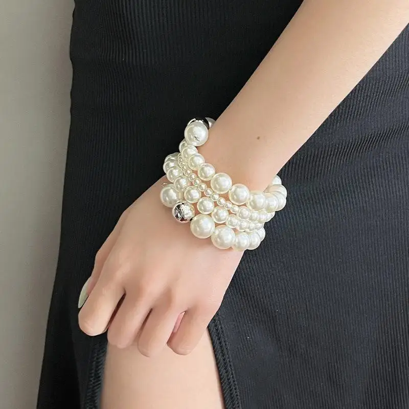 French Shiny Zircon Pearl Bracelet for Women Minimalist Handmade Beaded Jewelry for Office Daily Wear Gift for Her