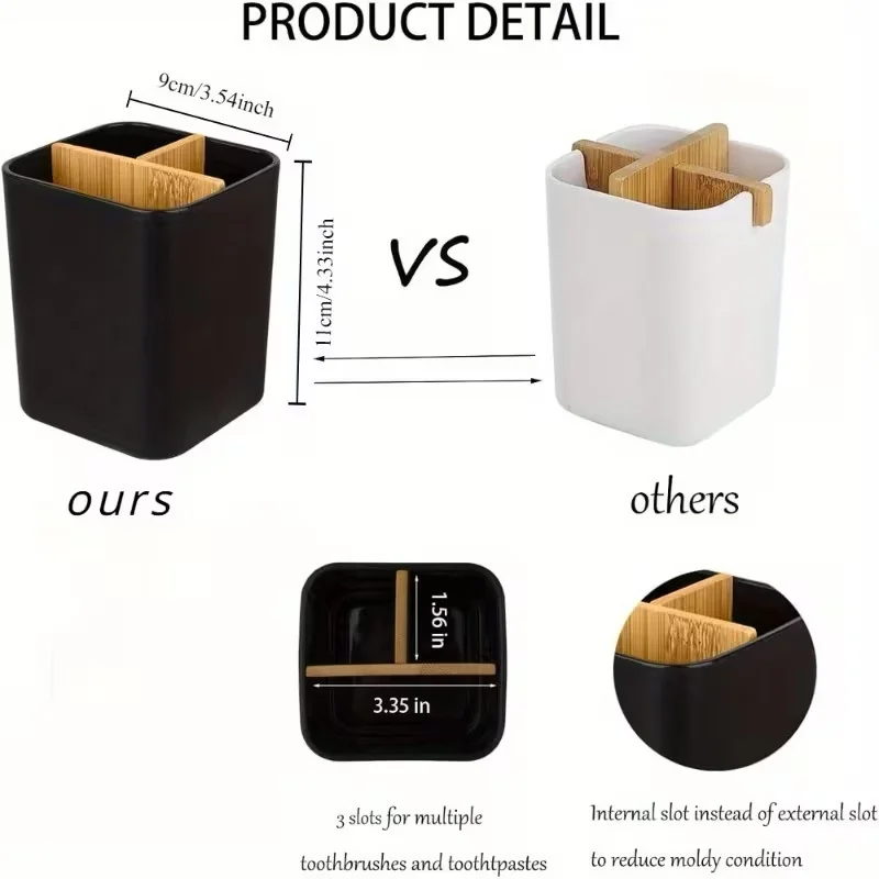 Bathroom Organizer Made of with Three Compartments for Toothbrushes And Toothpaste, Suitable for Electric Toothbrushes