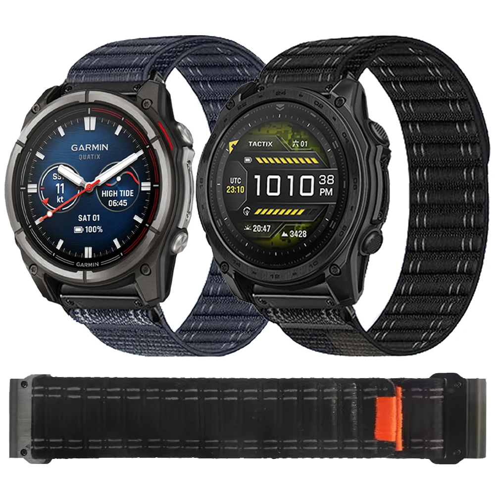 

Нейлоновый ремешок 22 мм 26 мм для Garmin Quatix 8 7X 7 6 5 3, ремешок для часов GarminTactix 8 47 мм 51 мм/Fenix 8 E/Enduro 3 Quickfit браслет
