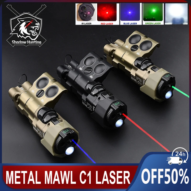 

WADSN Metal MAWL C1 Red Blue Green Aiming Indicator Laser Mawl-C1 IR Visible LED White Light Dual Pressure Switch 2.5MM SF Plug