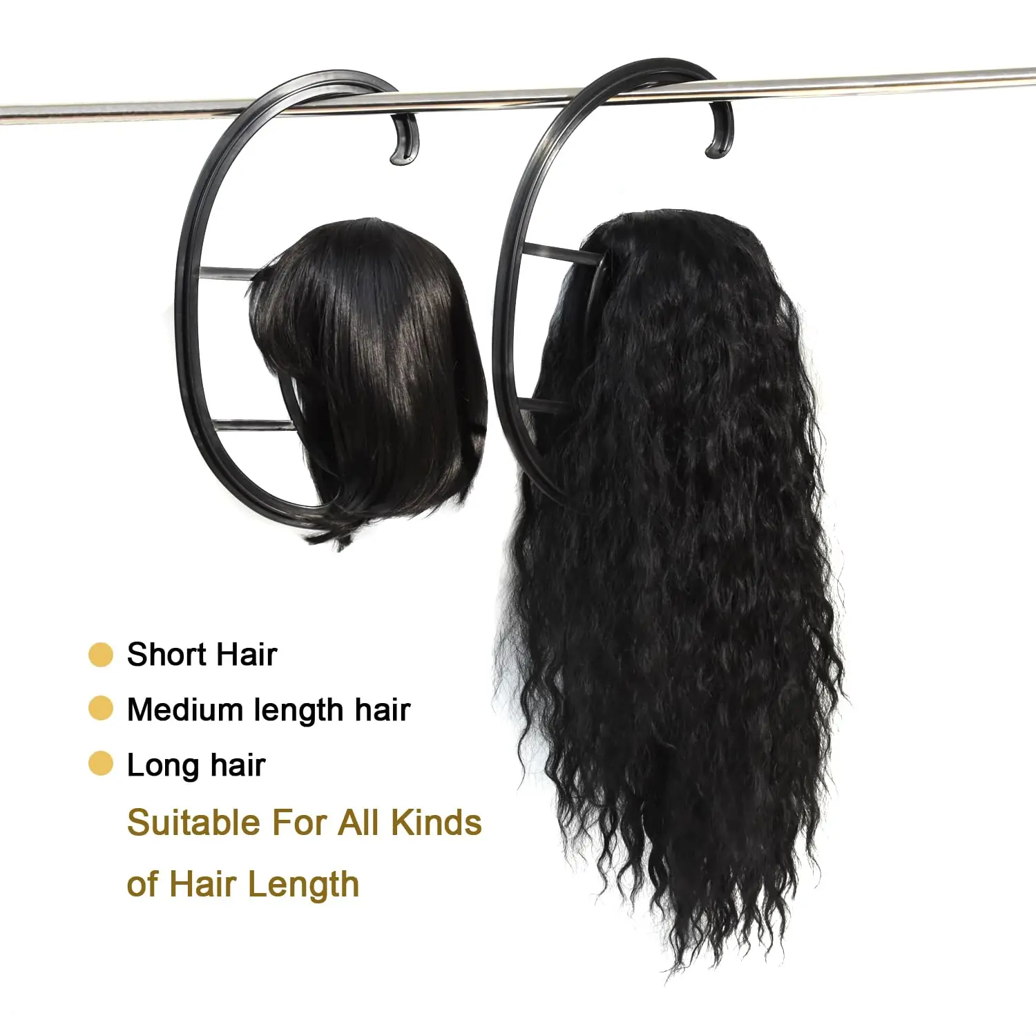 2Pcs Hanging Wig Stand Portable Hats Hanger Display Dryer Holder Tool for Long/Short Wigs Wig Support Frame Black/Pink/White view 3