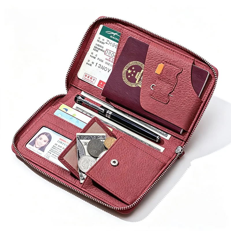 anti-theft-rfid-blocking-passport-wallet-large-capacity-storage-bag-women's-travel-document-holder-square-shape-handbag