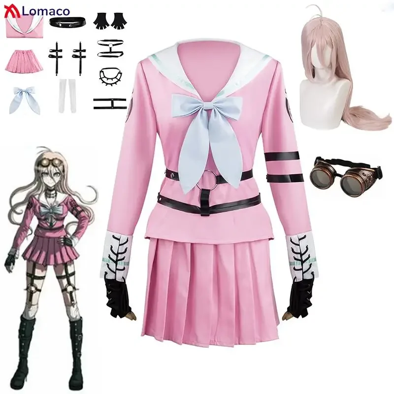 

Аниме Danganronpa V3 Killing Harmony Iruma Miu Косплей Костюм Парик Очки Женская Униформа Платье Костюмы на Хэллоуин