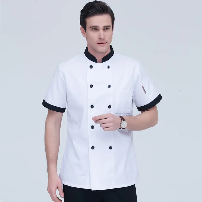 Veste de Chef Unisexe à Manches sulfpour Homme et Femme, Manteau de Cuisinier, Restaurant, Hôtel, Boulanger