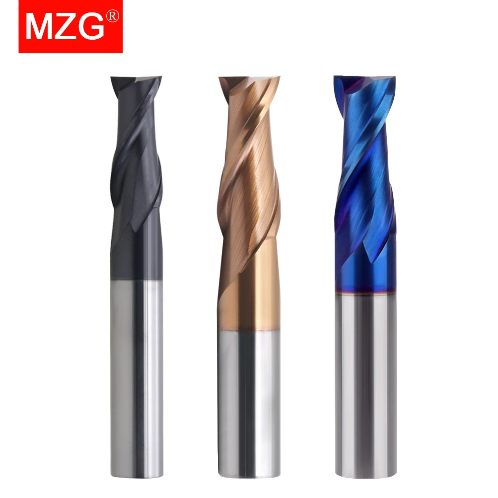 MZG HRC 45 55 65 2 bordes 4 flauta fresa cuadrada mecanizado de titanio CNC herramienta de carburo de aleación dura fresa de extremo de acero de