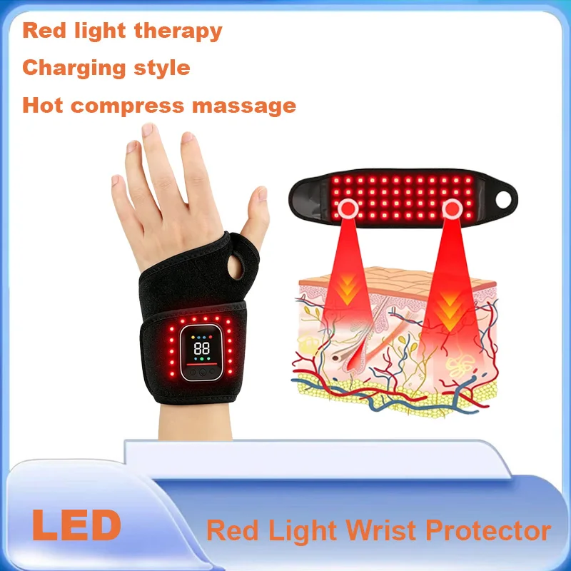 Hand Massage Red Light Heating Wrist Protector 660 850nm Infrared USB  Support WristBand Pad Brace Hand Joint Guard Health Care