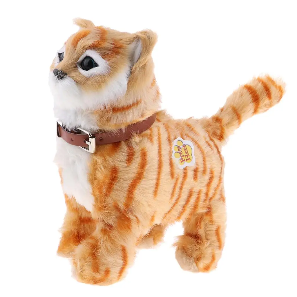 Robot Cat Toy Battery Operated Plush Electronic Cat Pet Walks Sings Stuffed Toy for Children’s Playtime