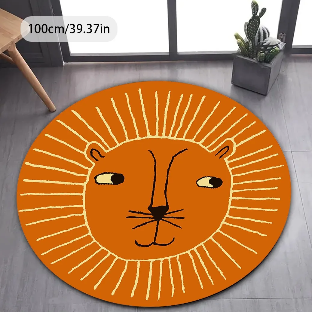 Round carpet for bedroom bedside rug washable imitation cashmere carpet dirt-resistant computer chair mat Printed Carpets