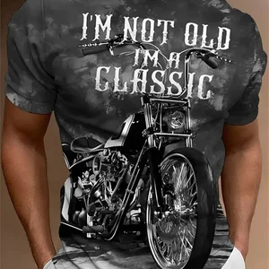 Vintage Herren Motorrad T -Shirt, 3D -Druck, Kurzarm, Straßenfahrt, Motorradfahrer t -Shirts, Extragrand Tops, 1970 8 Hauptverkäufe 3D -Shirt - №6