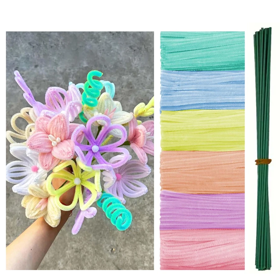 500/600 Pieces Pipe Cleaners Chenille Stems 12 Inch Craft Supplies Bulk for DIY Art and Craft Projects Creative Gift