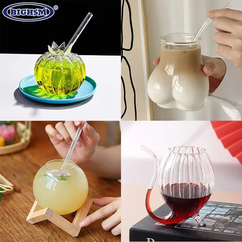 1Pc Creative Pomegranate Shape Cocktail Bubble Tea Glass Transparent Glasses Drinking Wine Goblet Juice Ice Coffee Cup 4 Styles