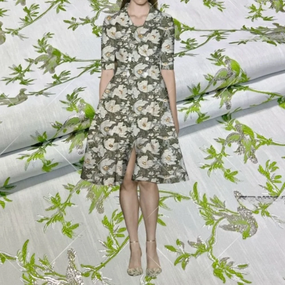 

Brocade Jacquard Fabric Dyed Gold Line Polyester Material Embossed Cheongsam Dress Diy Sewing Design Cloth By Meter Wholesale