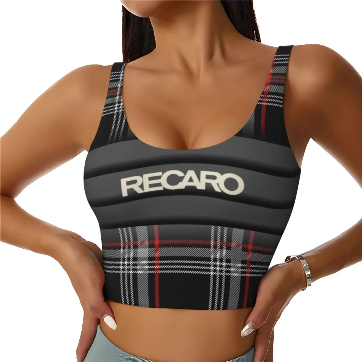 Custom High Impact Recaros Logo Sports Bra for Women Gym Workout Yoga Crop Top