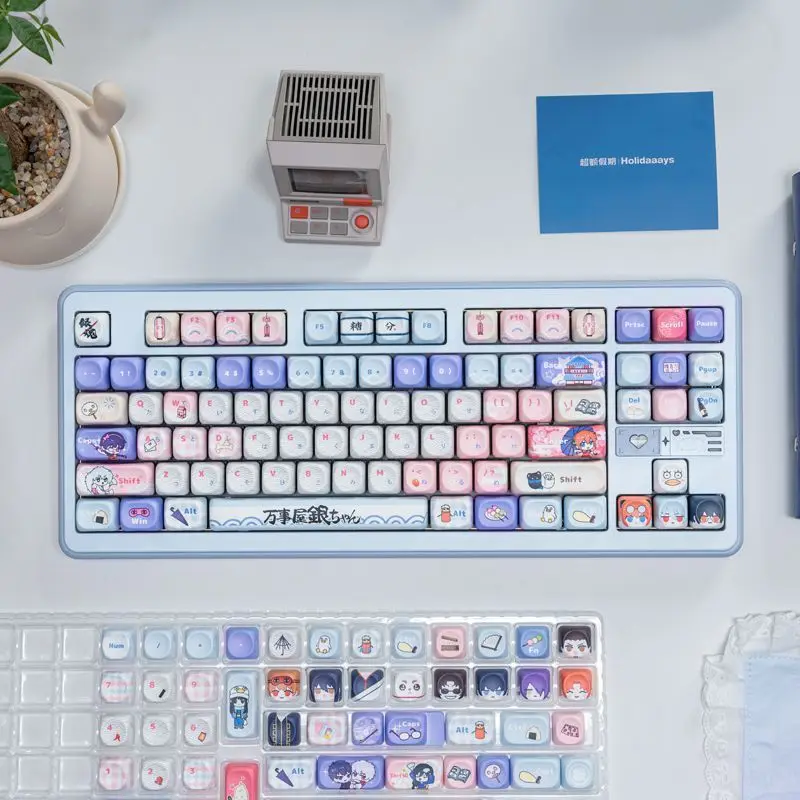 135 Keys Gintama Cute Personalized Keycap PBT High Value MOA Five-sided Hot Sublimation Suitable for Mechanical Keyboard 60-108