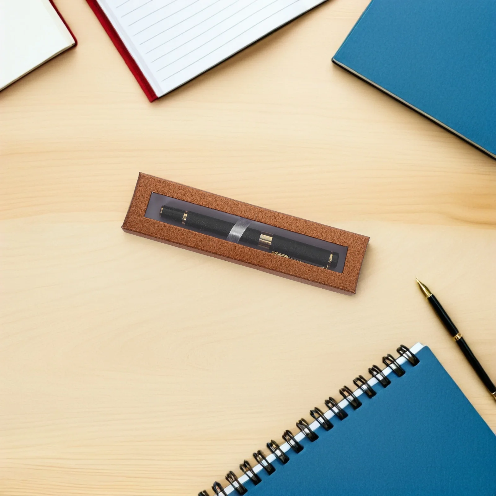 

12Pcs Square Paper Pen Holder Transparent Display Box for Writing Instruments Office Supplies Collection Case Stationery Storage