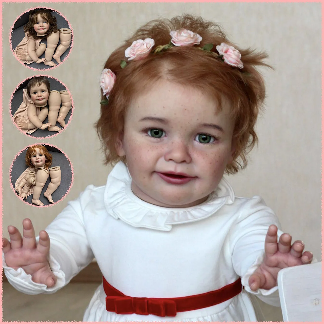 Handmade Unassembled 25inch Reborn Doll Kit Zoe Multiple Layers Painting Lifelike Baby Parts With Visible Veins Hand-Root Hair
