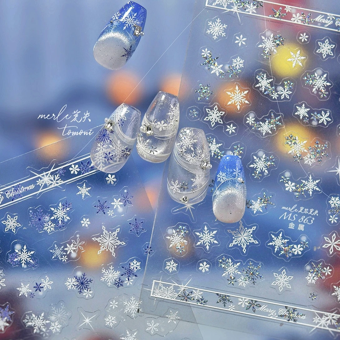 Polvere glitter invernale Fiocco di neve Albero di Natale Ghirlanda Stella Bowknot Sfera di cristallo Pupazzo di neve Babbo Natale Decalcomanie per adesivi per nail art fai da te